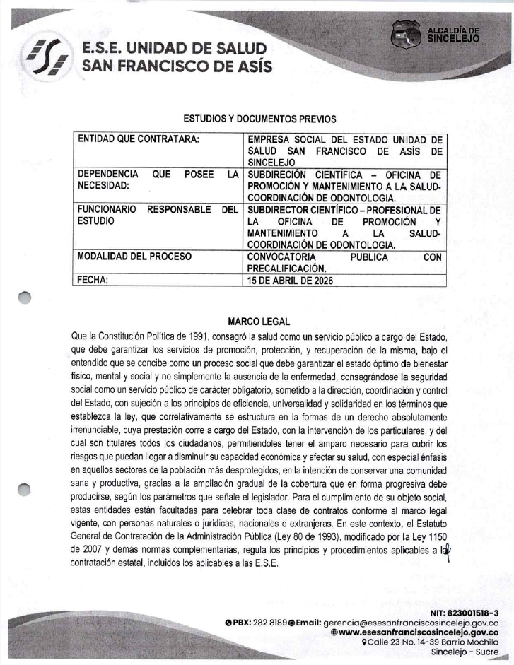 CONVOCATORIA PUBLICA CON PRECALIFICACION Nº 013-2026